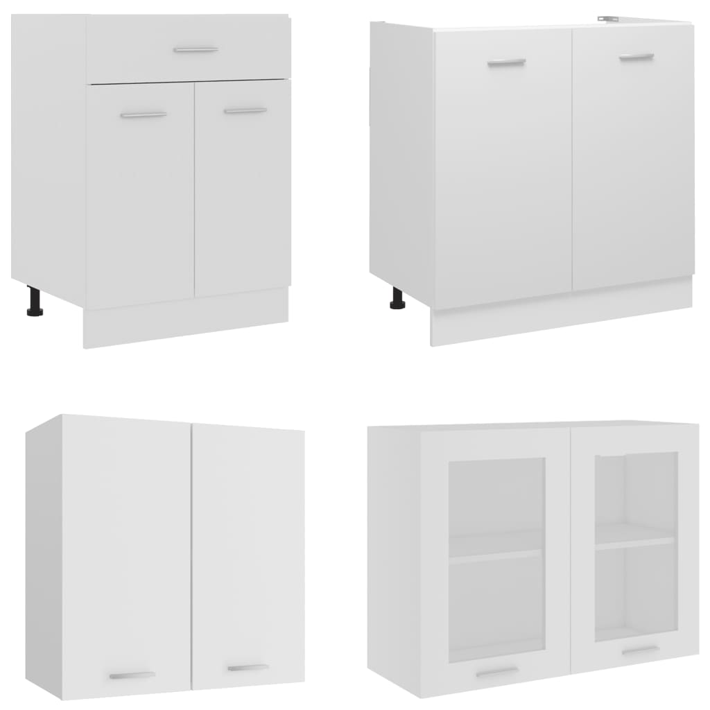 4 Piece Kitchen Cabinet Set White Engineered Wood (801268+802529+801228+801196)
