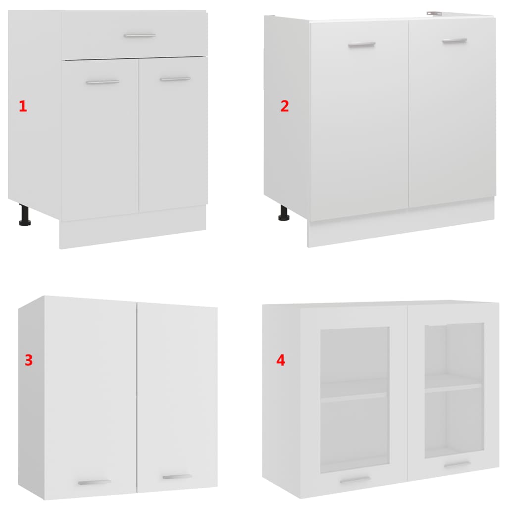 4 Piece Kitchen Cabinet Set White Engineered Wood (801268+802529+801228+801196)