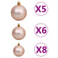 61 Piece Christmas Ball Set with Peak and 150 LEDs Rose Gold