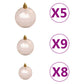 61 Piece Christmas Ball Set with Peak and 150 LEDs Rose Gold