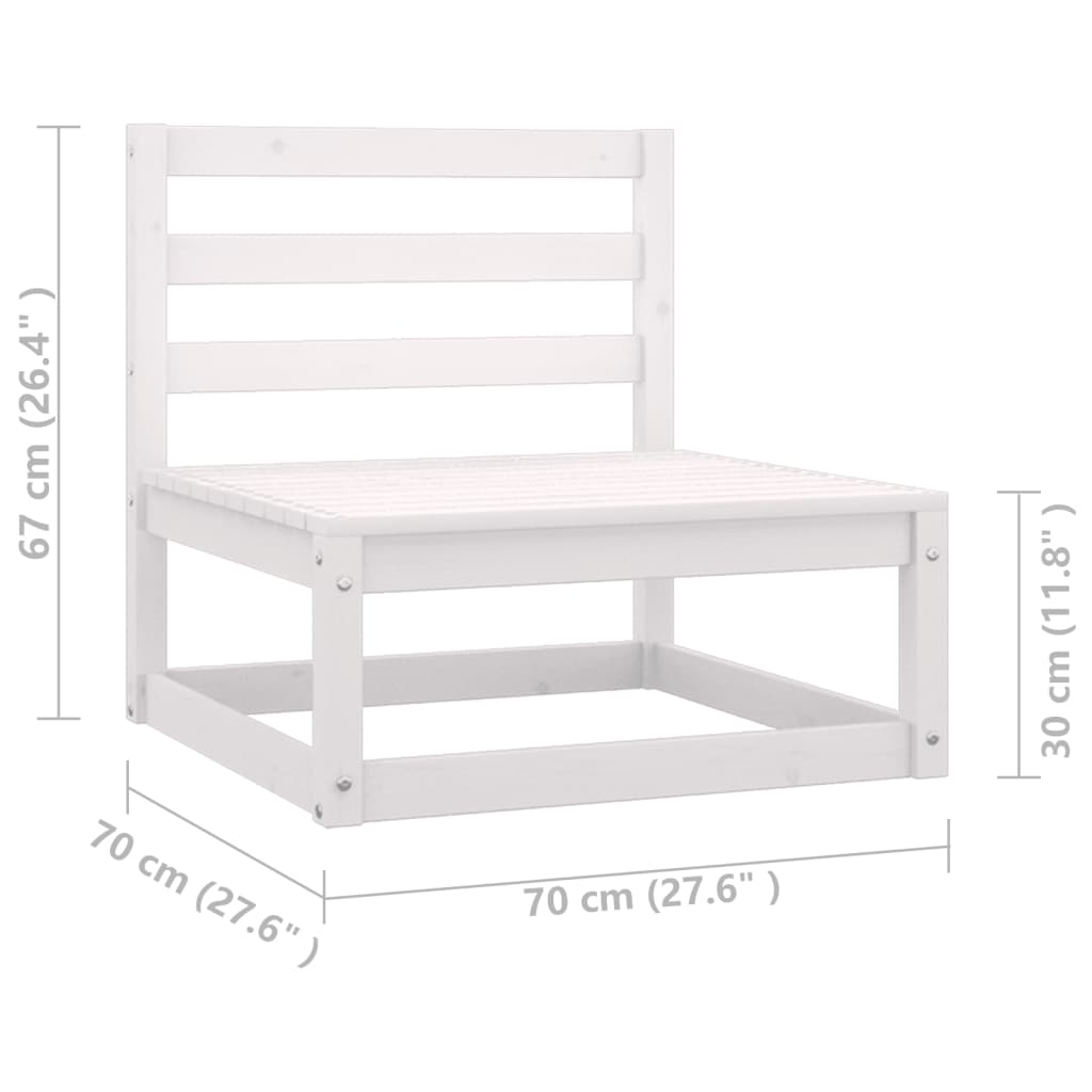 10 Piece Garden Lounge Set with Cushions White Solid Pinewood (2x805731+2x805736+805761)