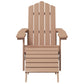 Garden Adirondack Chair with Footstool HDPE Brown