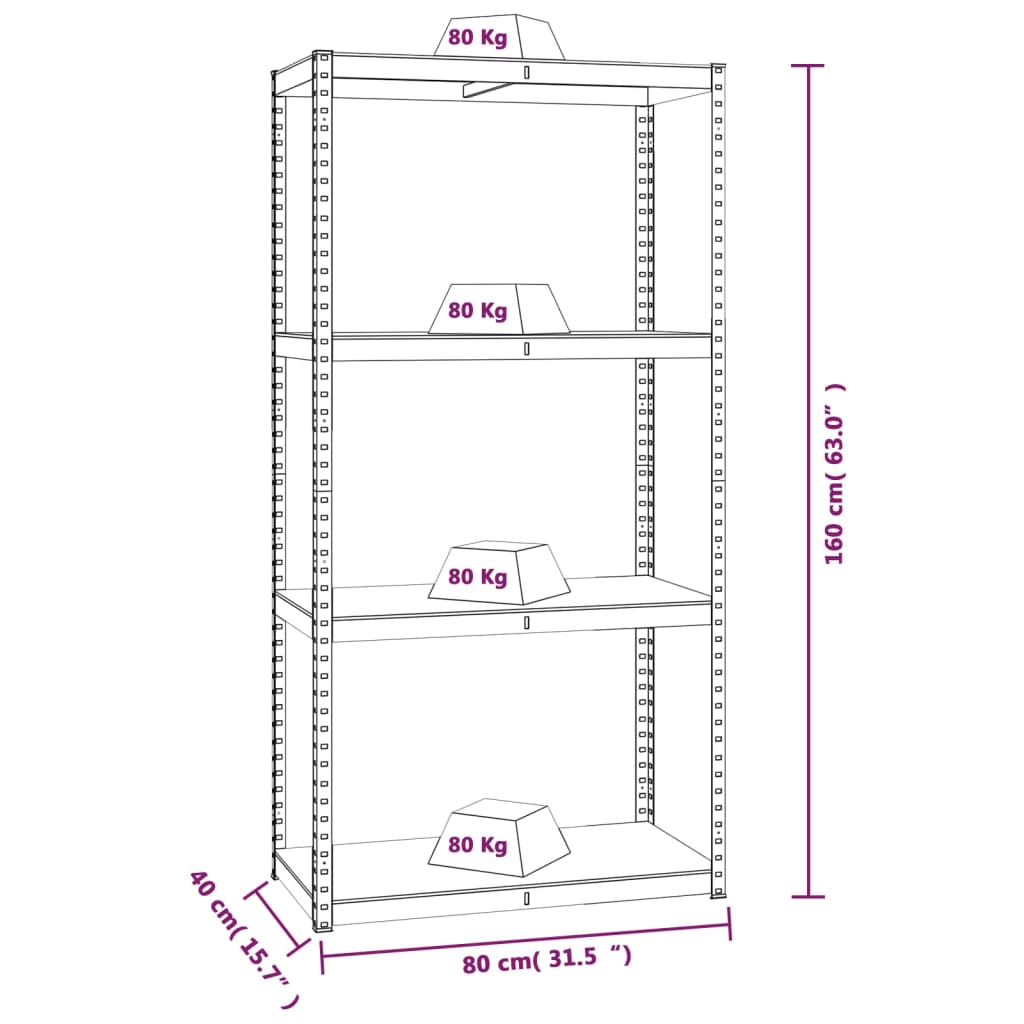 4-Layer Storage Shelf Anthracite Steel&Engineered Wood