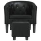 Tub Chair with Footstool Black Faux Leather