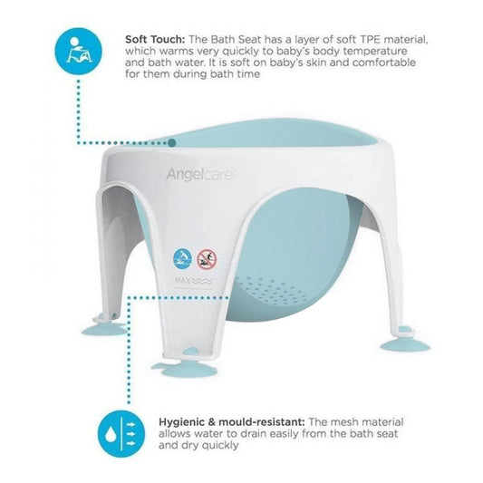 Angelcare AC586 Baby Bath Soft Touch Ring Seat - Light Aqua