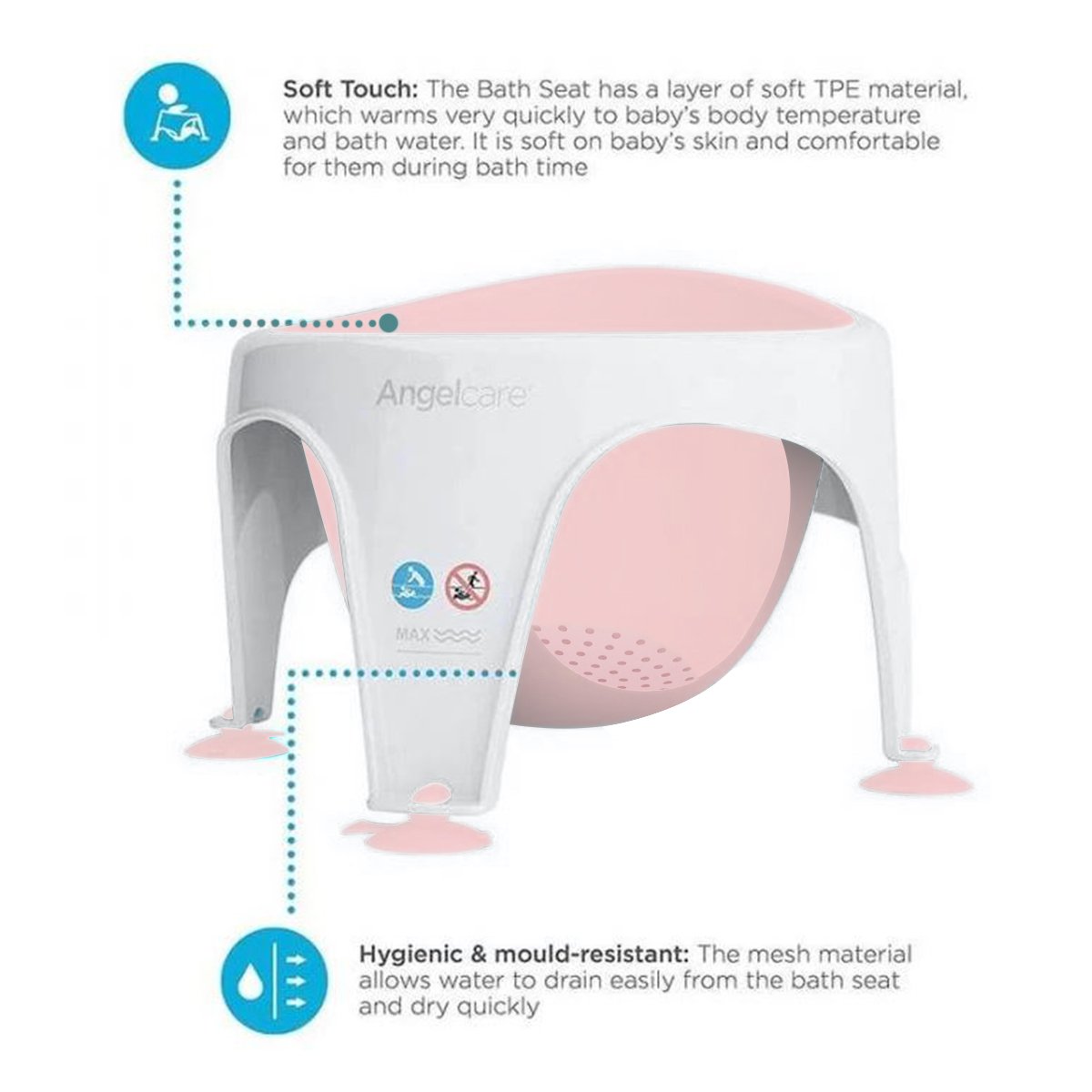 Angelcare AC587 Baby Bath Soft Touch Ring Seat - Pink