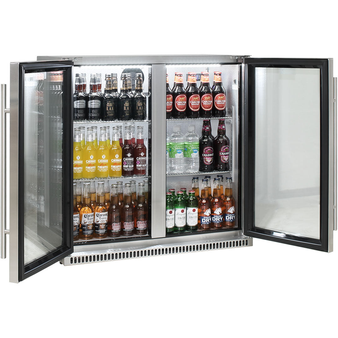 Schmick Stainless Bar Fridge 2 Door With Heated Glass and Triple Glazing Model SK190-SS