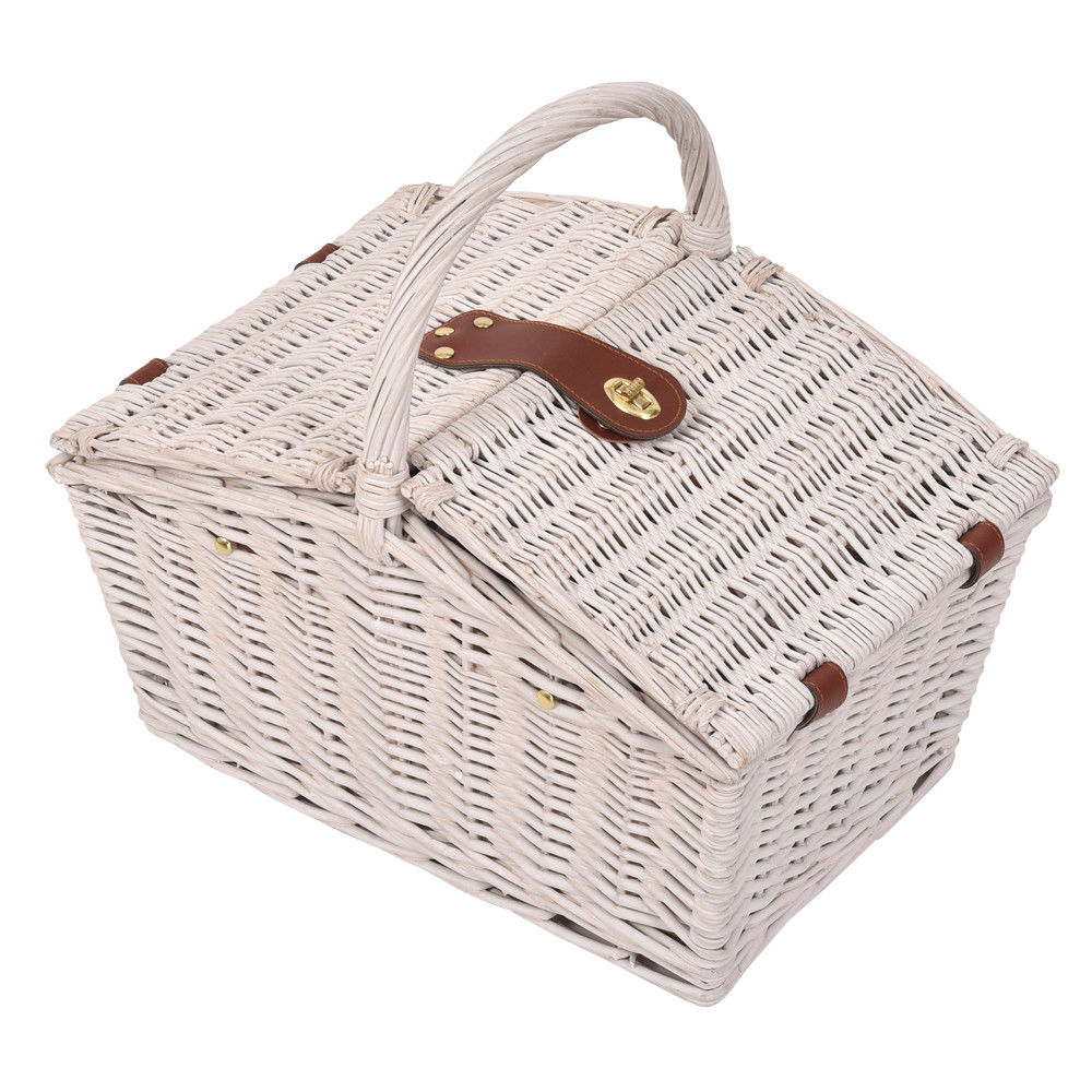 Deluxe 2 Person Picnic Basket Baskets Set Outdoor Blanket Park Trip