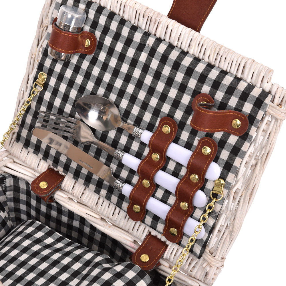 Deluxe 2 Person Picnic Basket Baskets Set Outdoor Blanket Park Trip