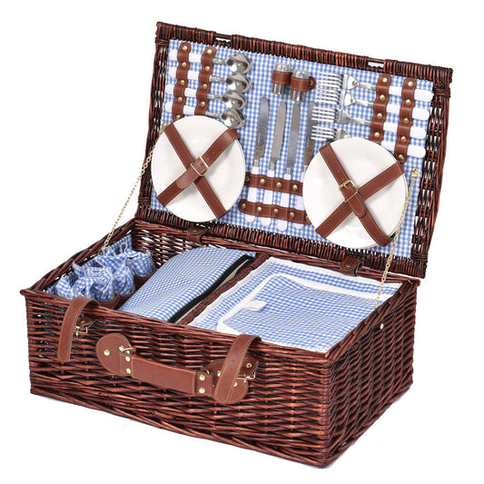 Deluxe 4 Person Picnic Basket Corporate Set Outdoor Blanket Park Trip