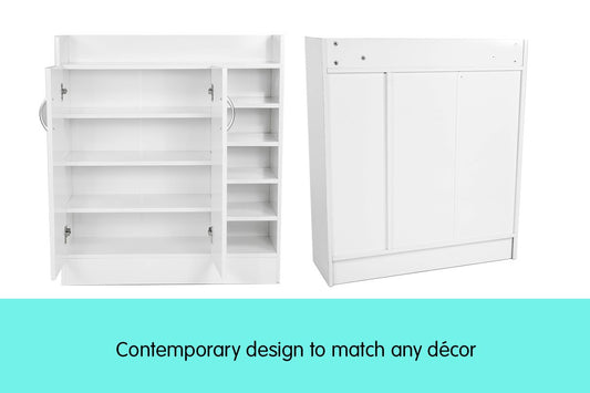 21 Pairs Shoe Cabinet Rack Storage Organiser - 80 x 30 x 90cm - White