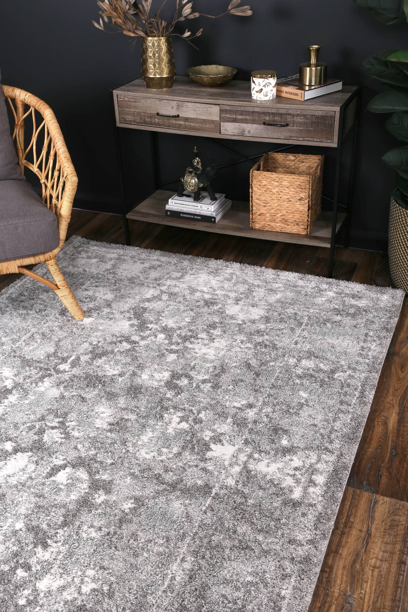 Yuzil Grey Floral Rug