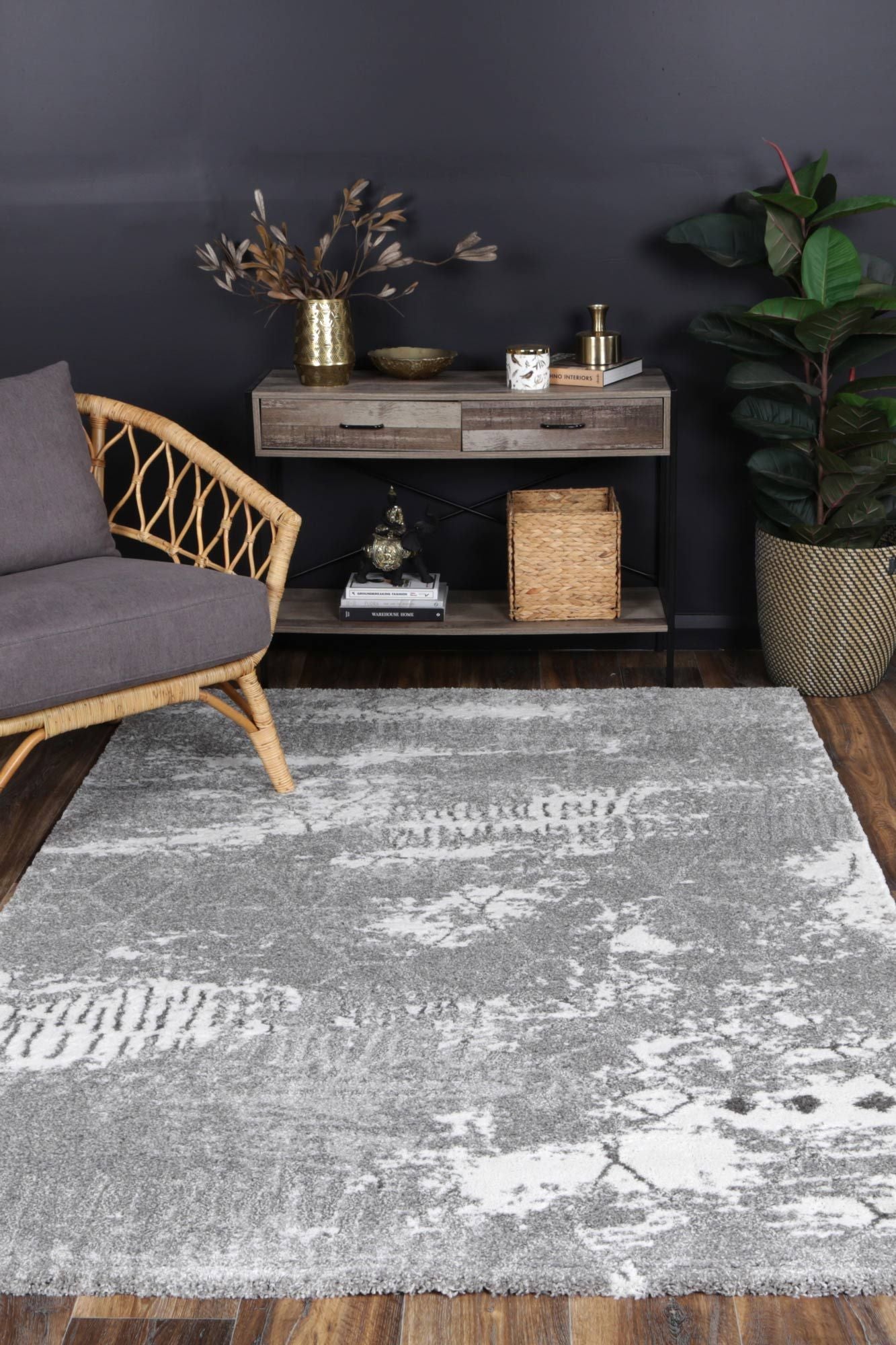 Yuzil Grey Abstract Rug