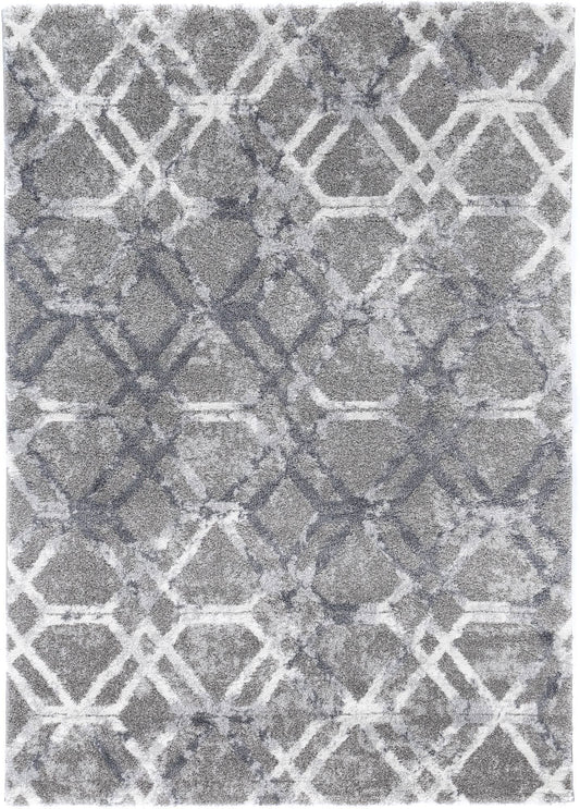 Yuzil Blue Lattice Rug