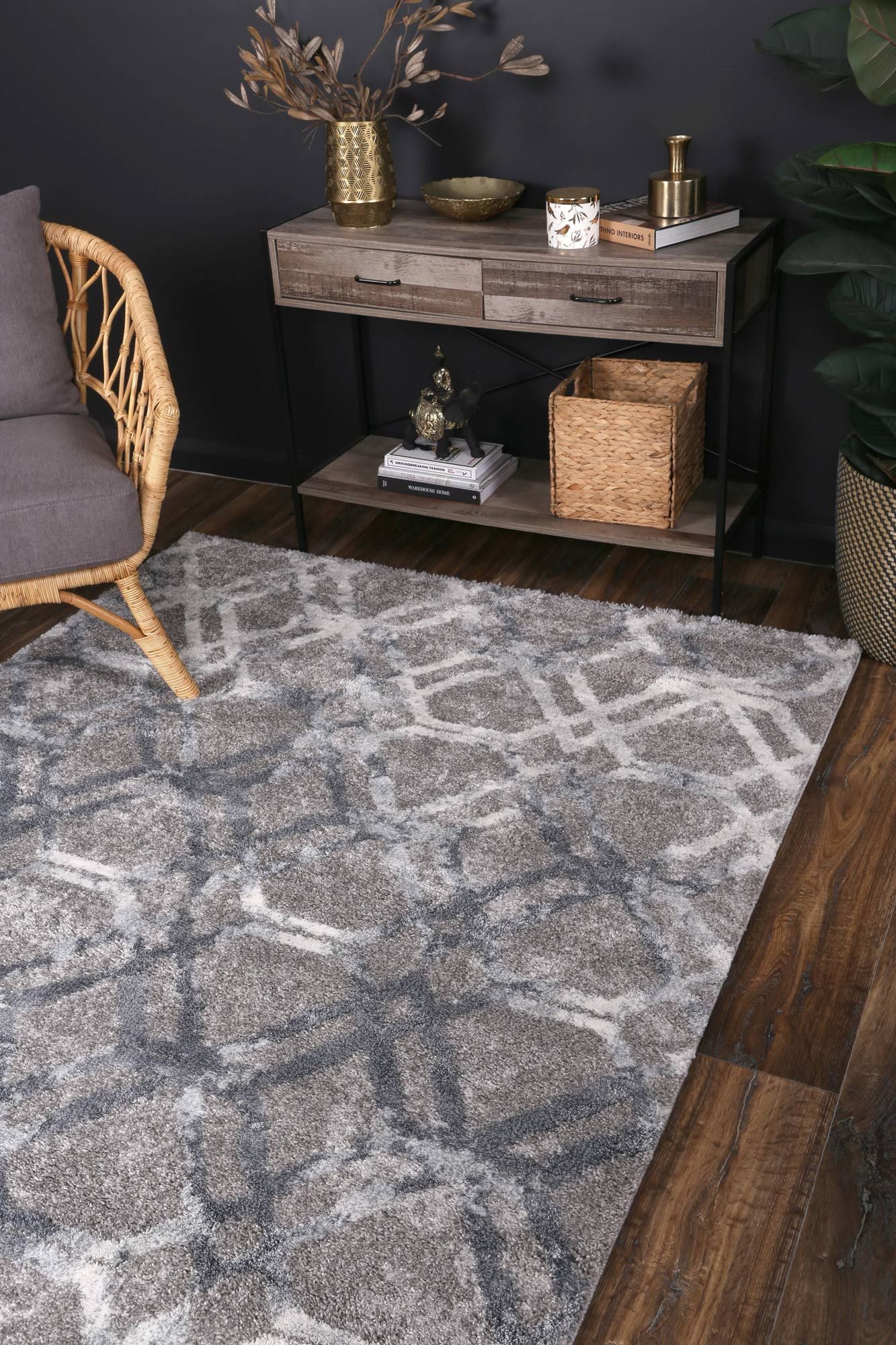 Yuzil Blue Lattice Rug