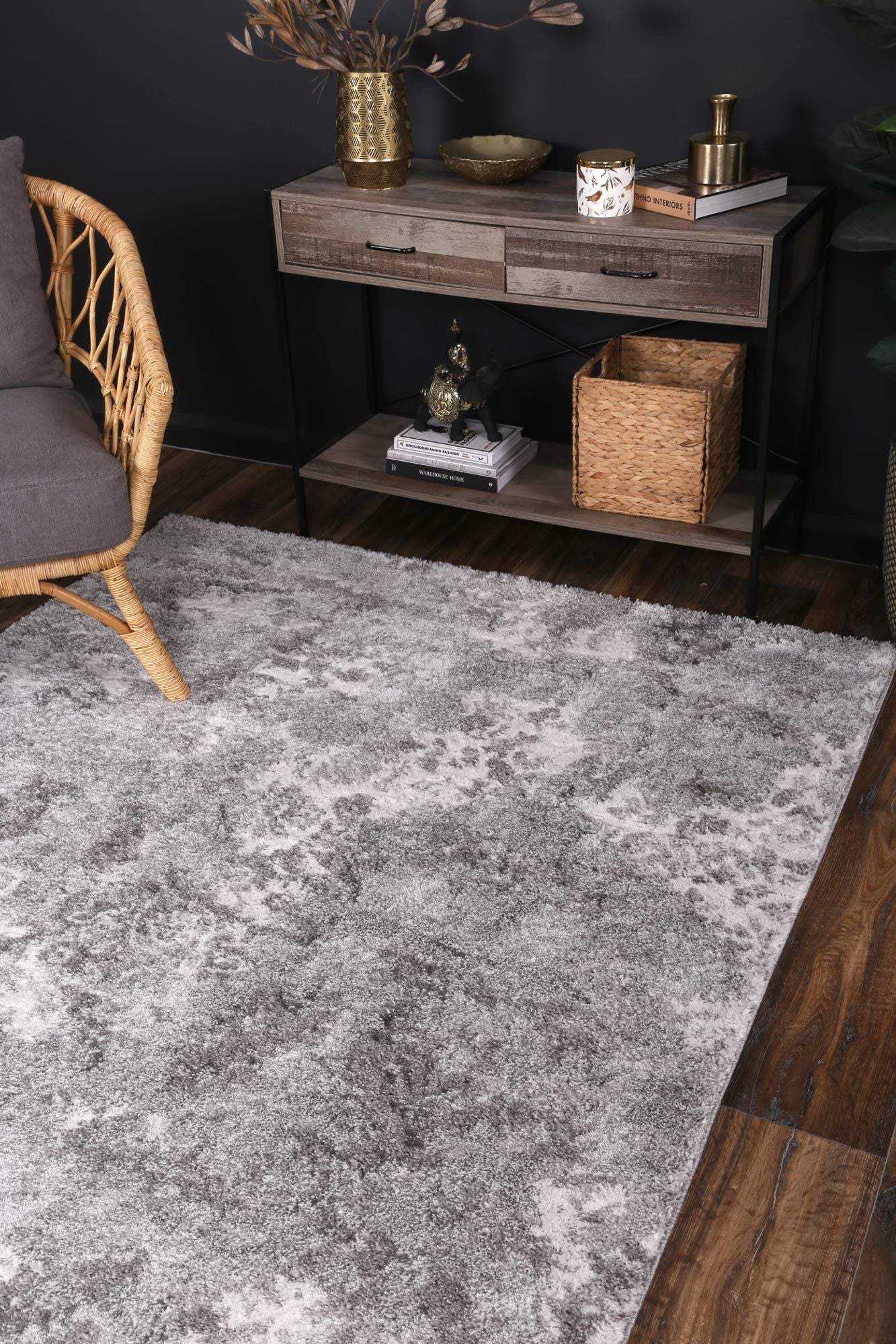 Yuzil Grey Transitional Floral Rug