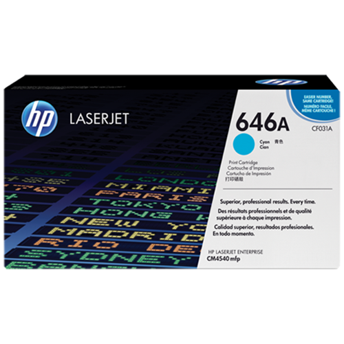 HP 646A CYAN TONER 12500 PAGE YIELD FOR CLJ CM4540