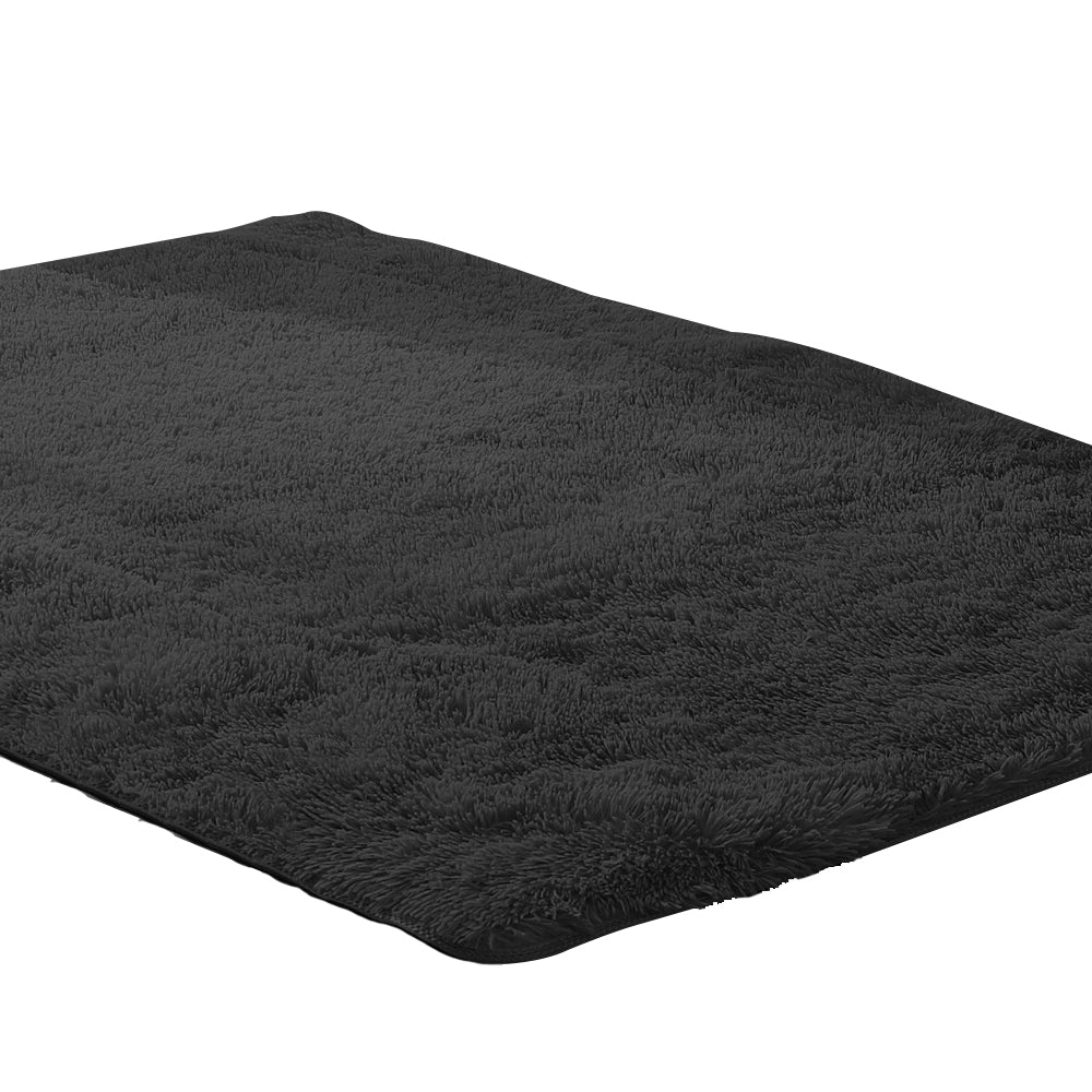 New Designer Shaggy Floor Confetti Rug Black 160x230cm