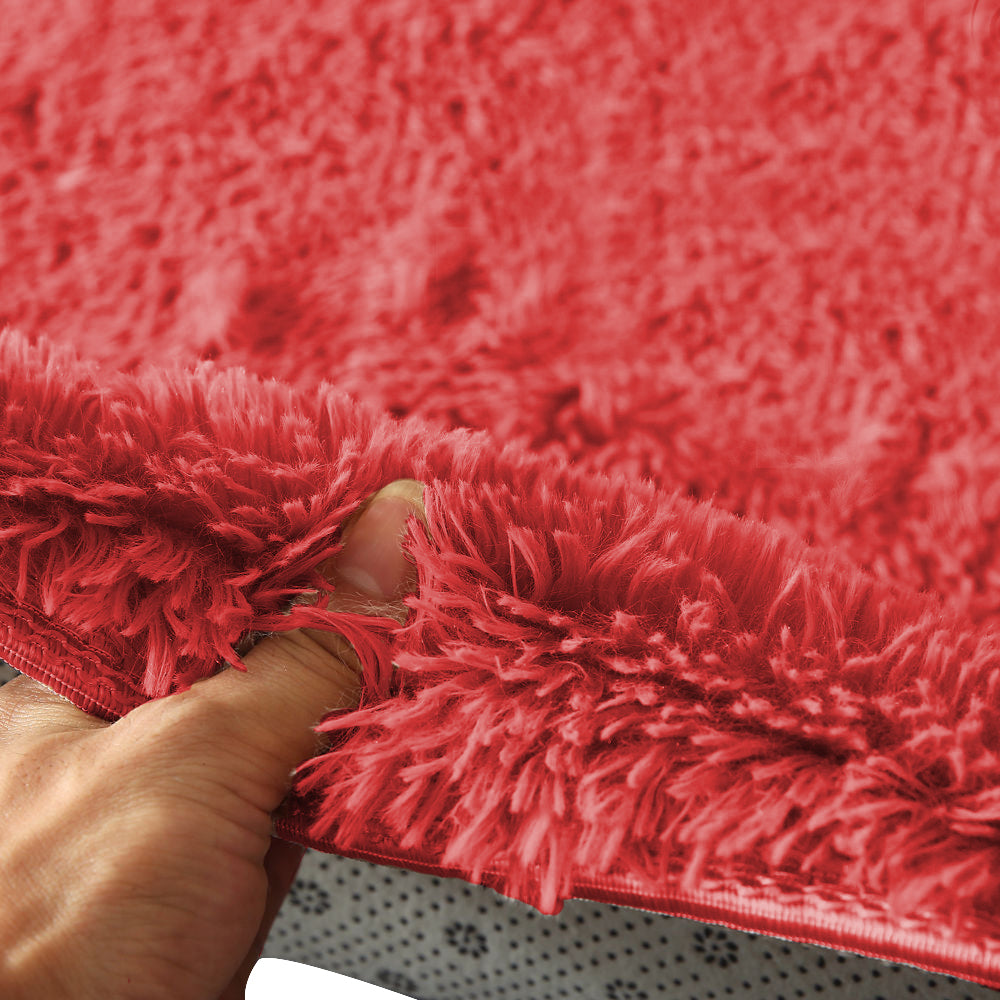 New Designer Shaggy Floor Confetti Rug Red 120x160cm