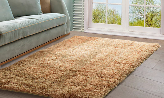 Designer Shaggy Floor Confetti Rug Tan 200x230cm