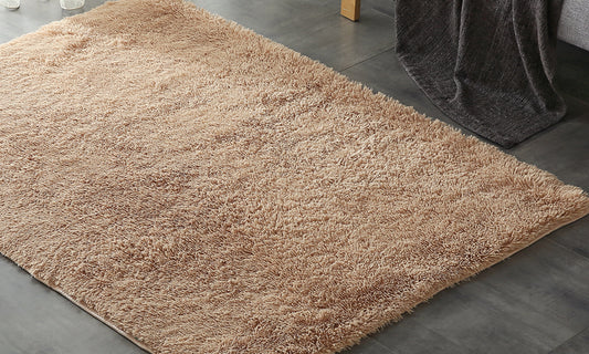 Designer Shaggy Floor Confetti Rug Tan 200x230cm