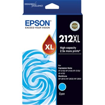 EPSON 212XL CYAN INK FOR XP-4100 XP-3105 XP-3100 XP- 2100 WF-2850 WF-2830 WF-2810