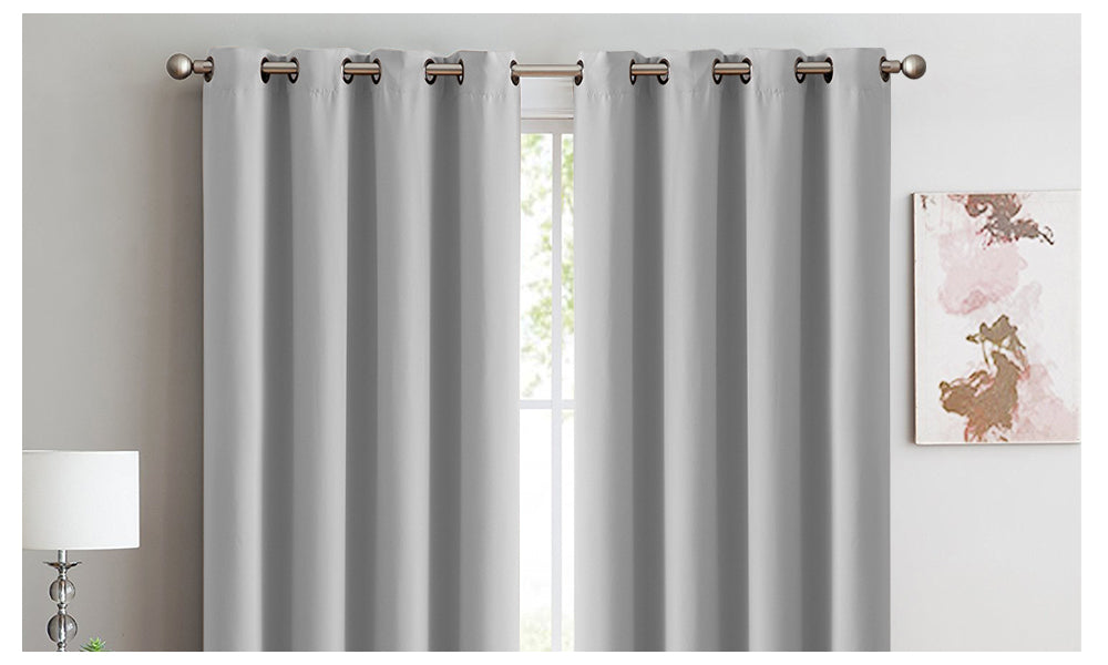 2x 100% Blockout Curtains Panels 3 Layers Eyelet Grey 140x230cm