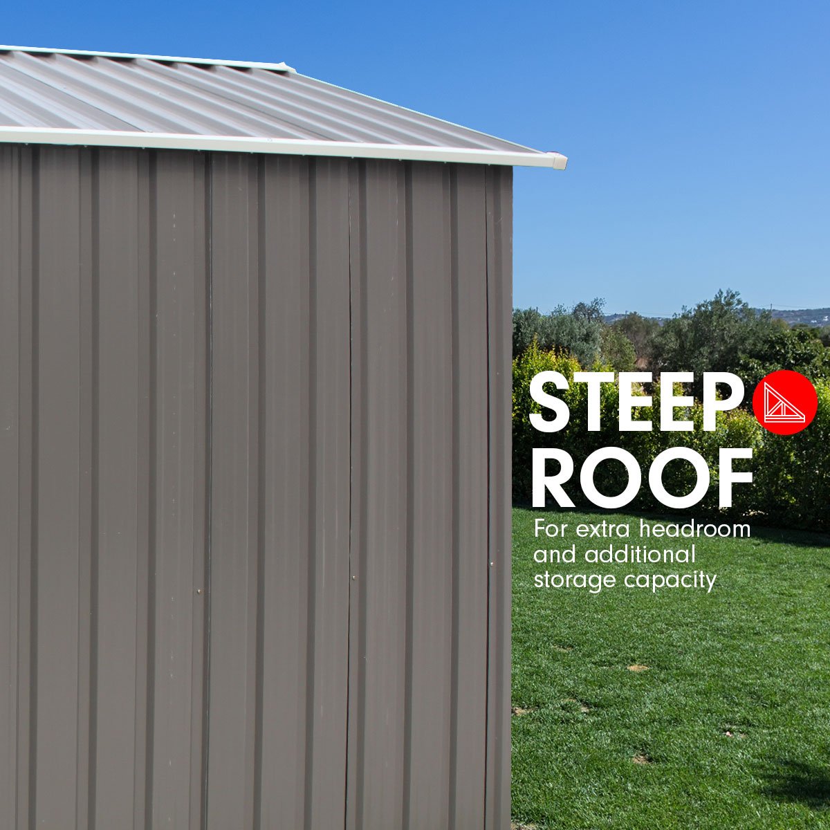 Garden Shed Spire Roof 6ft x 8ft Outdoor Storage Shelter - Grey