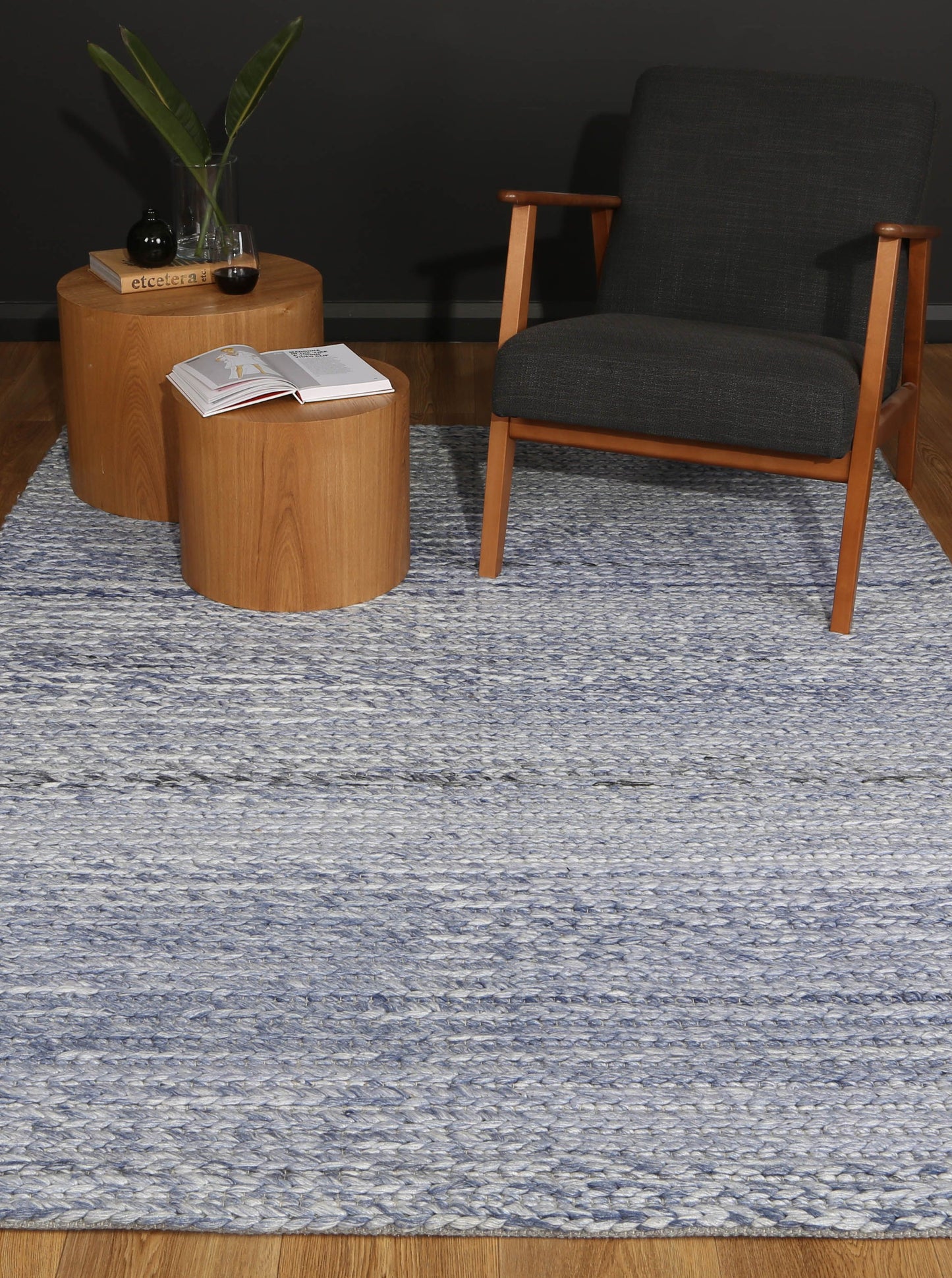 Zayna Cue Blue Wool Blend Rug