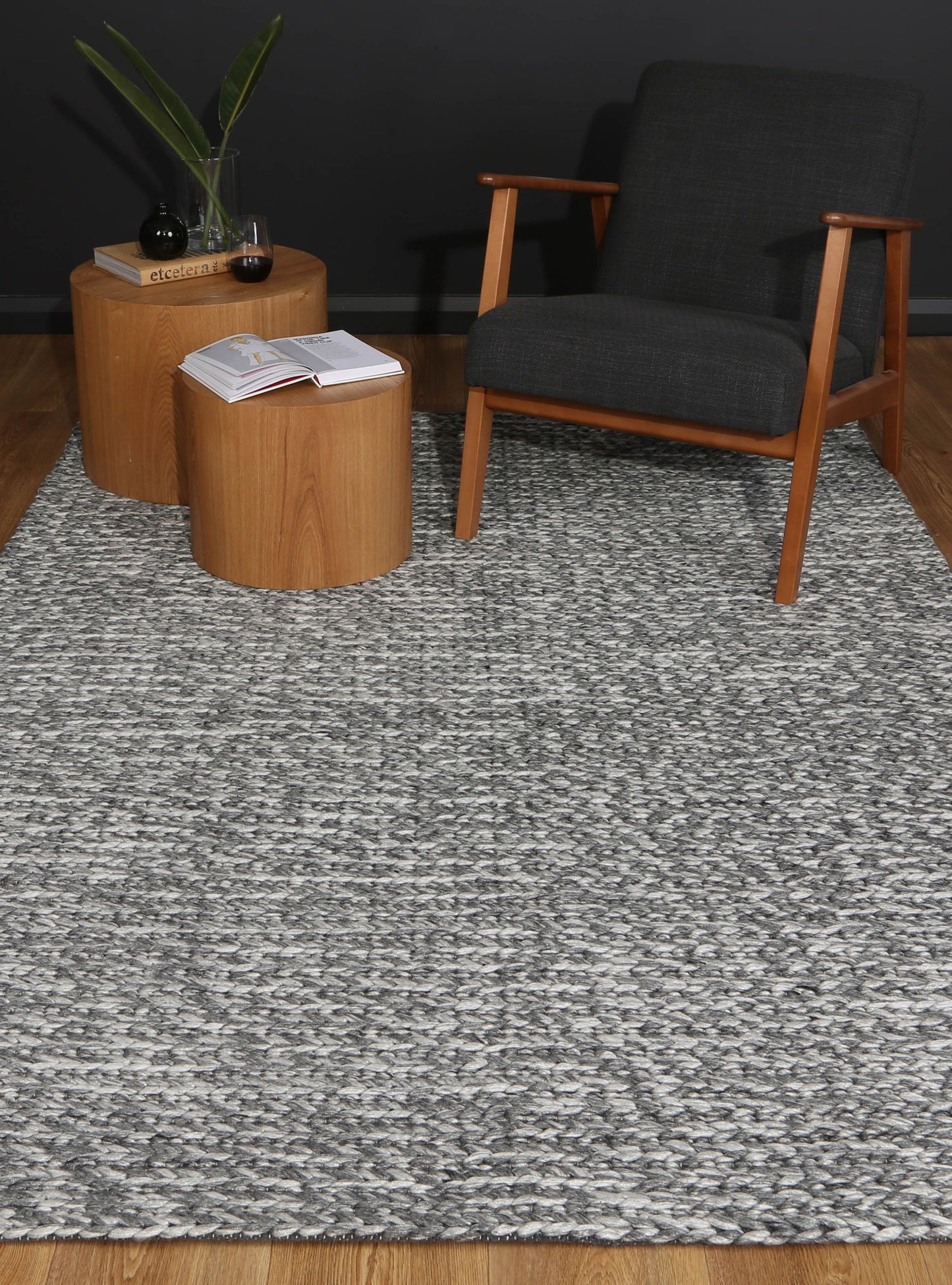 Zayna Cue Charcoal Wool Blend Rug