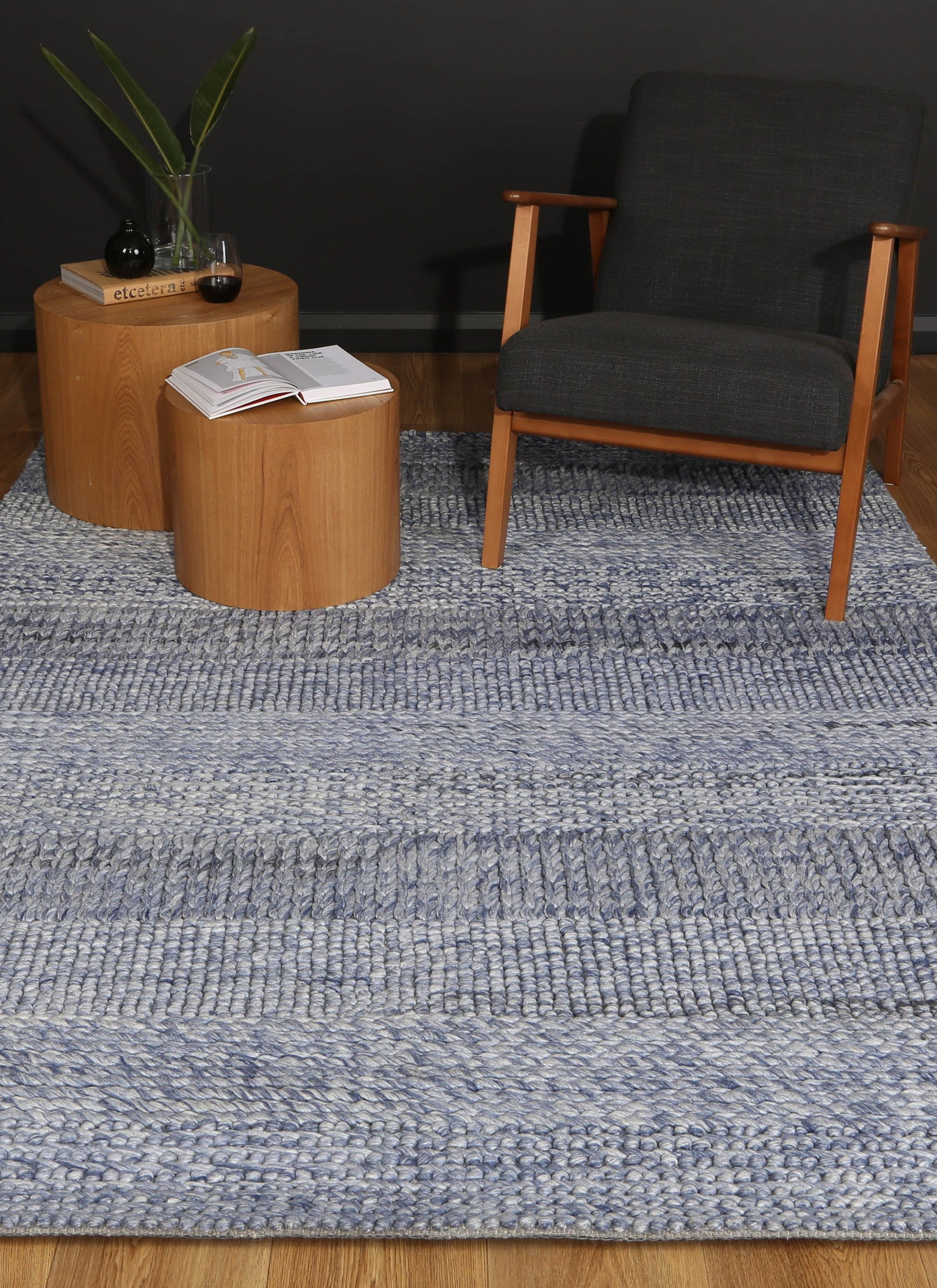 Zayna Grace Blue Wool Blend Rug