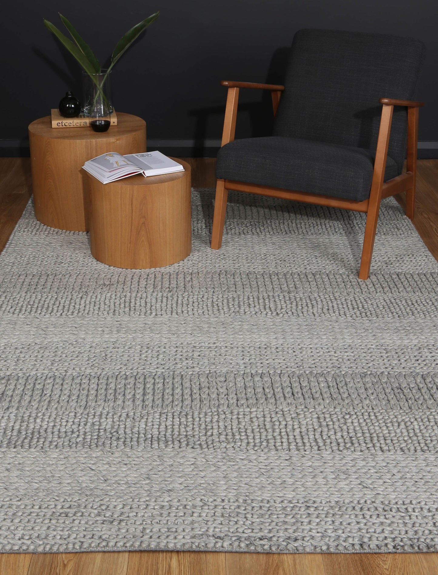 Zayna Grace Grey Wool Blend Rug