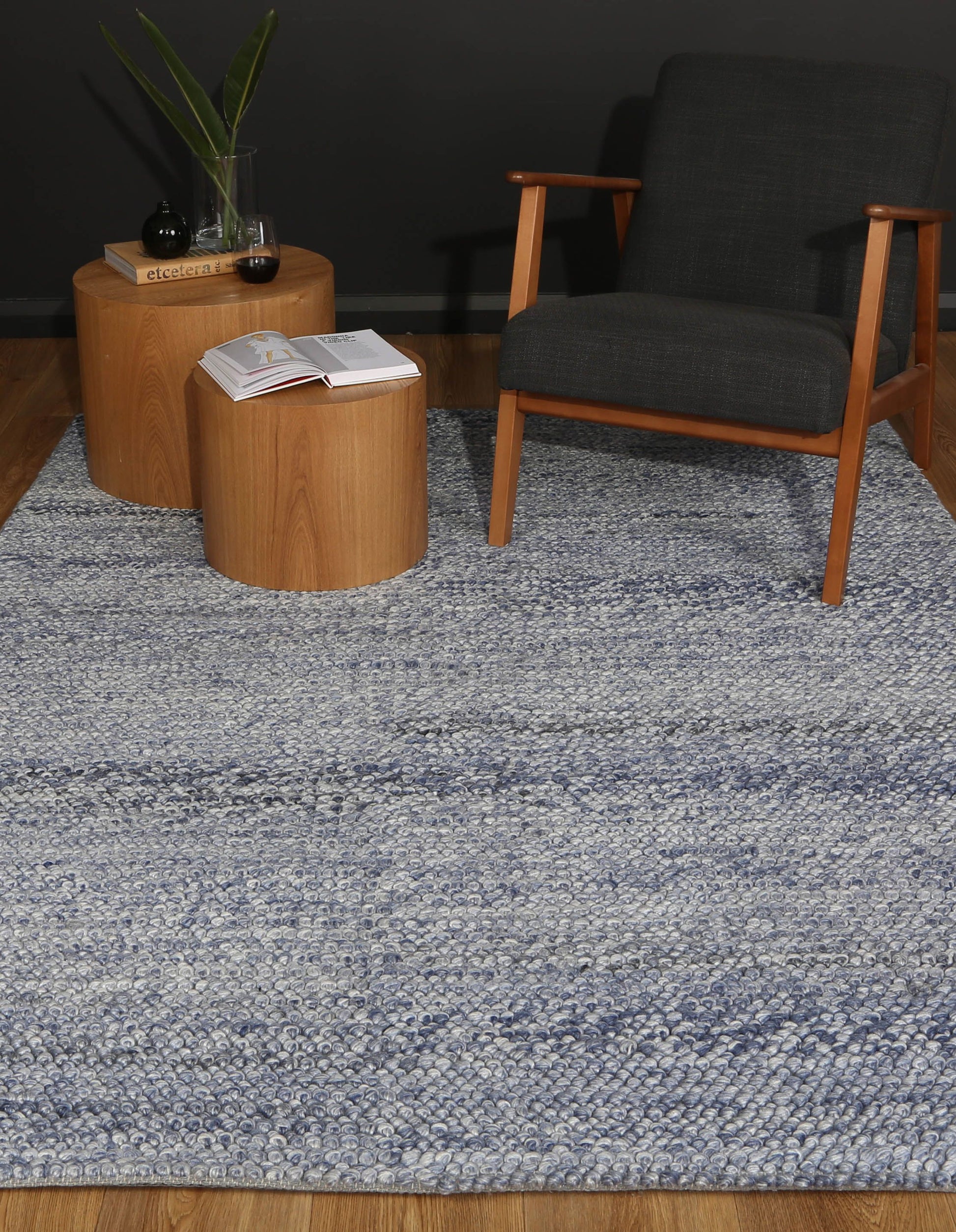 Zayna Loopy Blue Wool Blend Rug