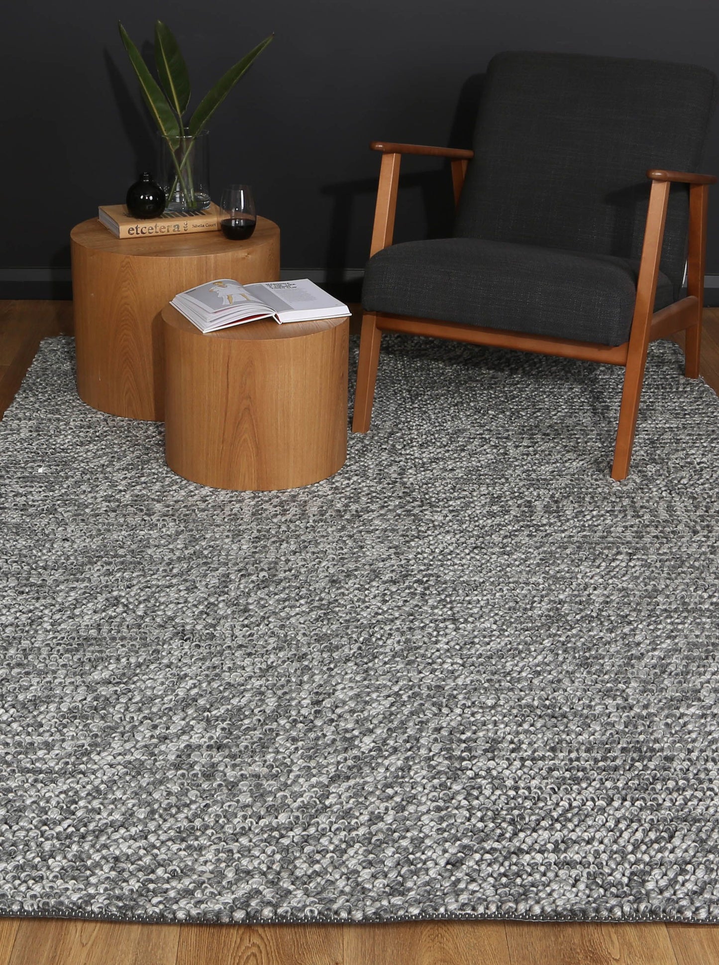 Zayna Loopy Charcoal Wool Blend Rug