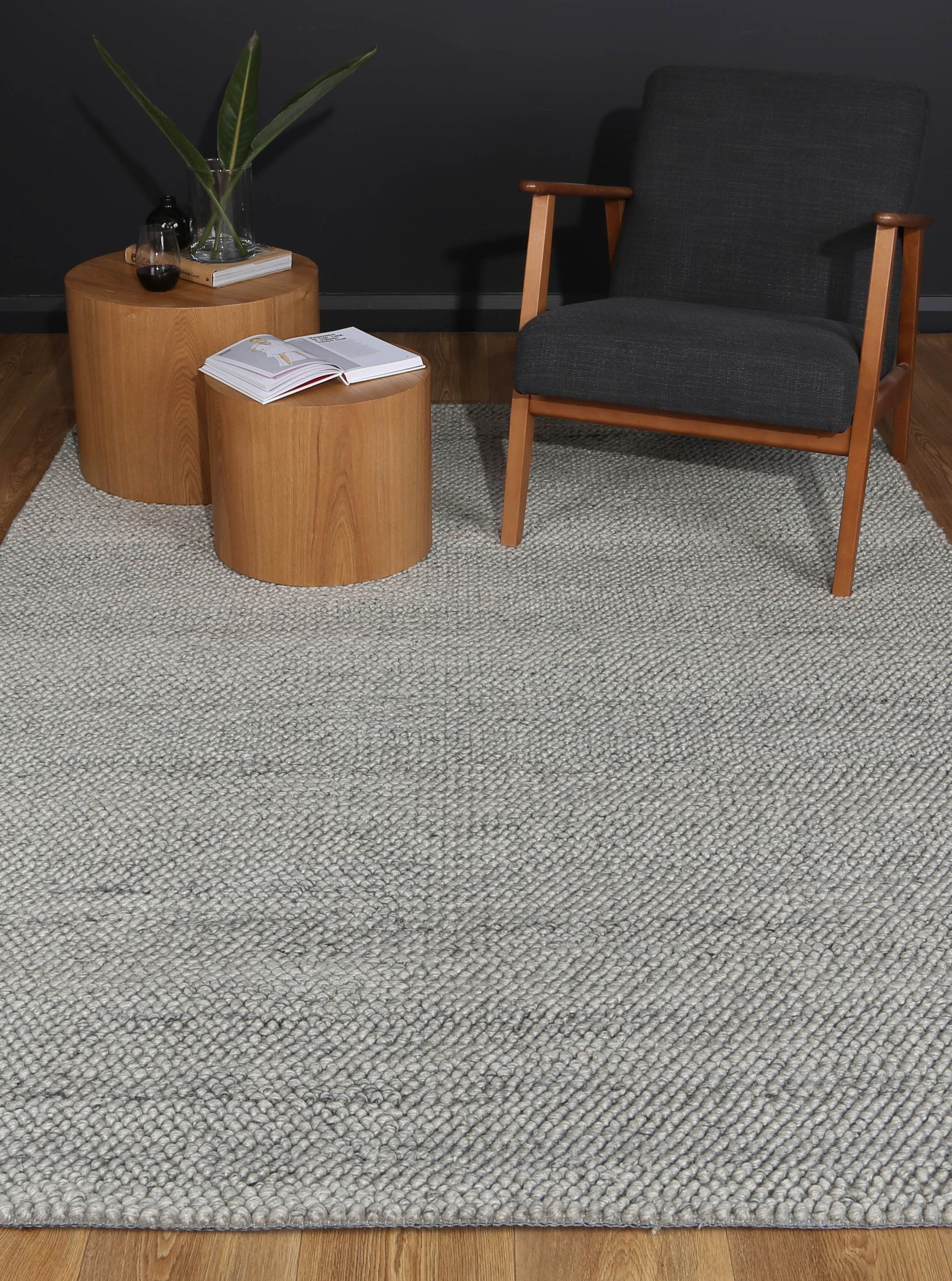 Zayna Loopy Grey Wool Blend Rug