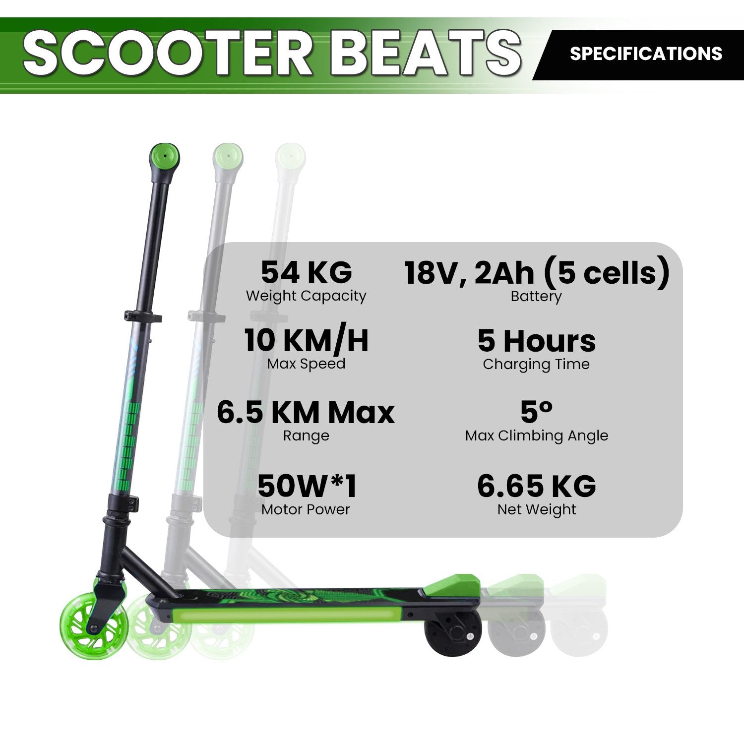 Voyager Scooter Beats Electric Scooter - Green