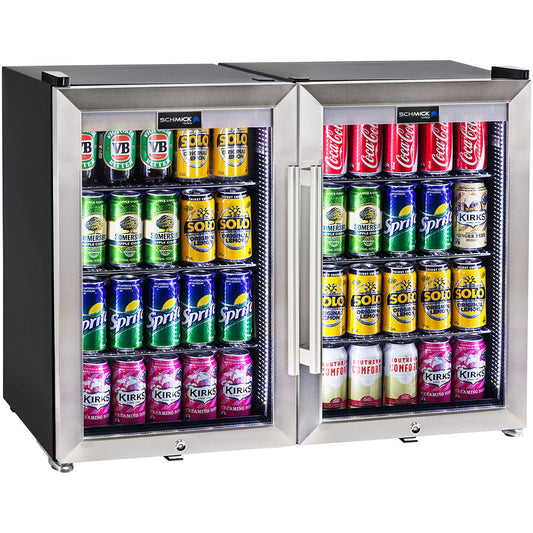 Schmick Tropical Triple Glazed Outdoor 2 Glass Door Alfresco Bar Fridge 140Litre