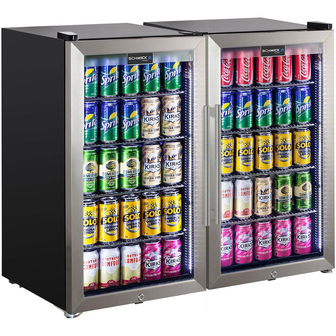 Schmick Outdoor Triple Glazed Alfresco Bar Fridge Combo With LED Strip Lights, Lock and LOW E Glass, indoor use also perfect!