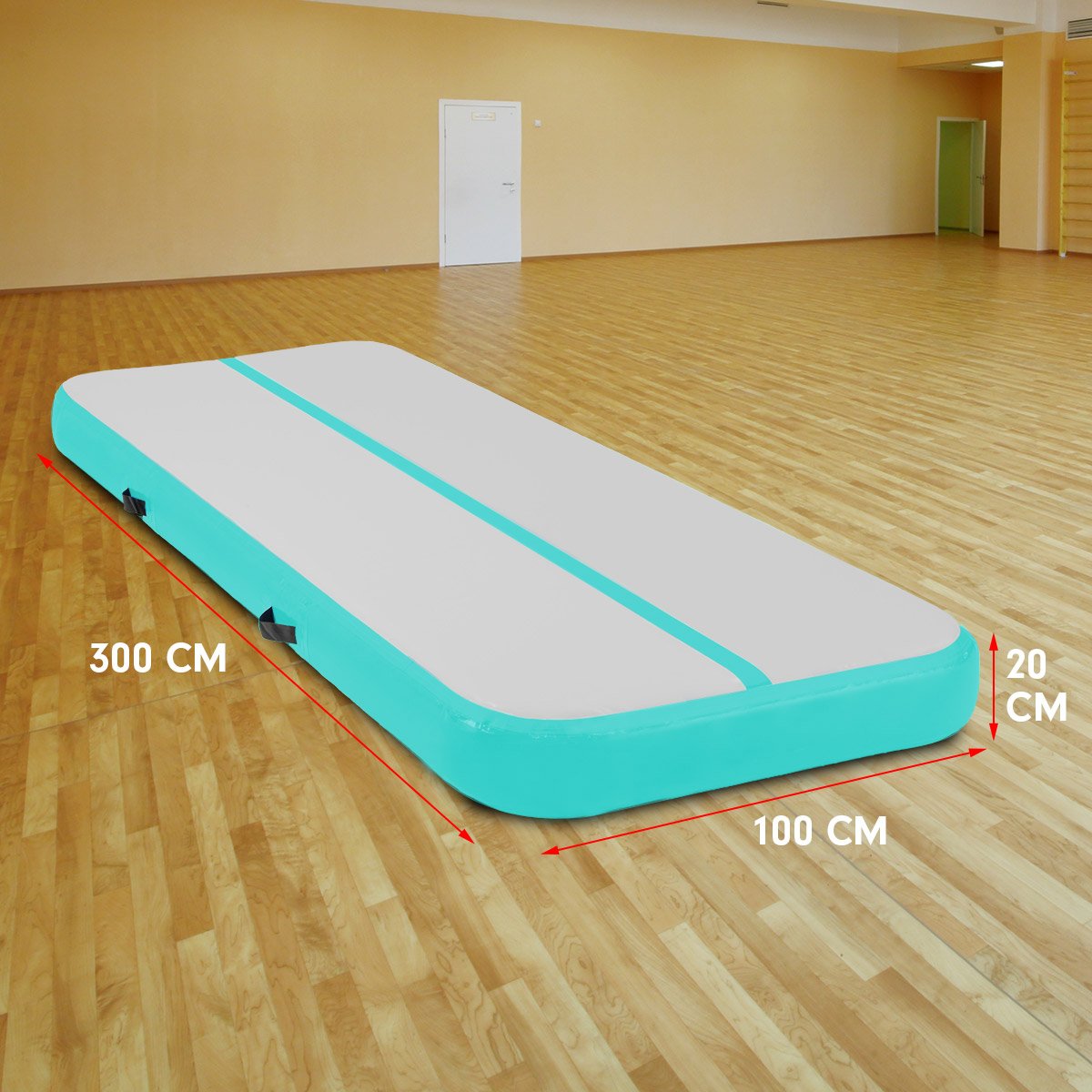 3m x 1m Air Track Inflatable Gymnastics Tumbling Mat - Green