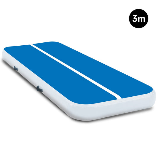 3m x 1m Air Track Inflatable Tumbling Gymnastics Mat - Blue White