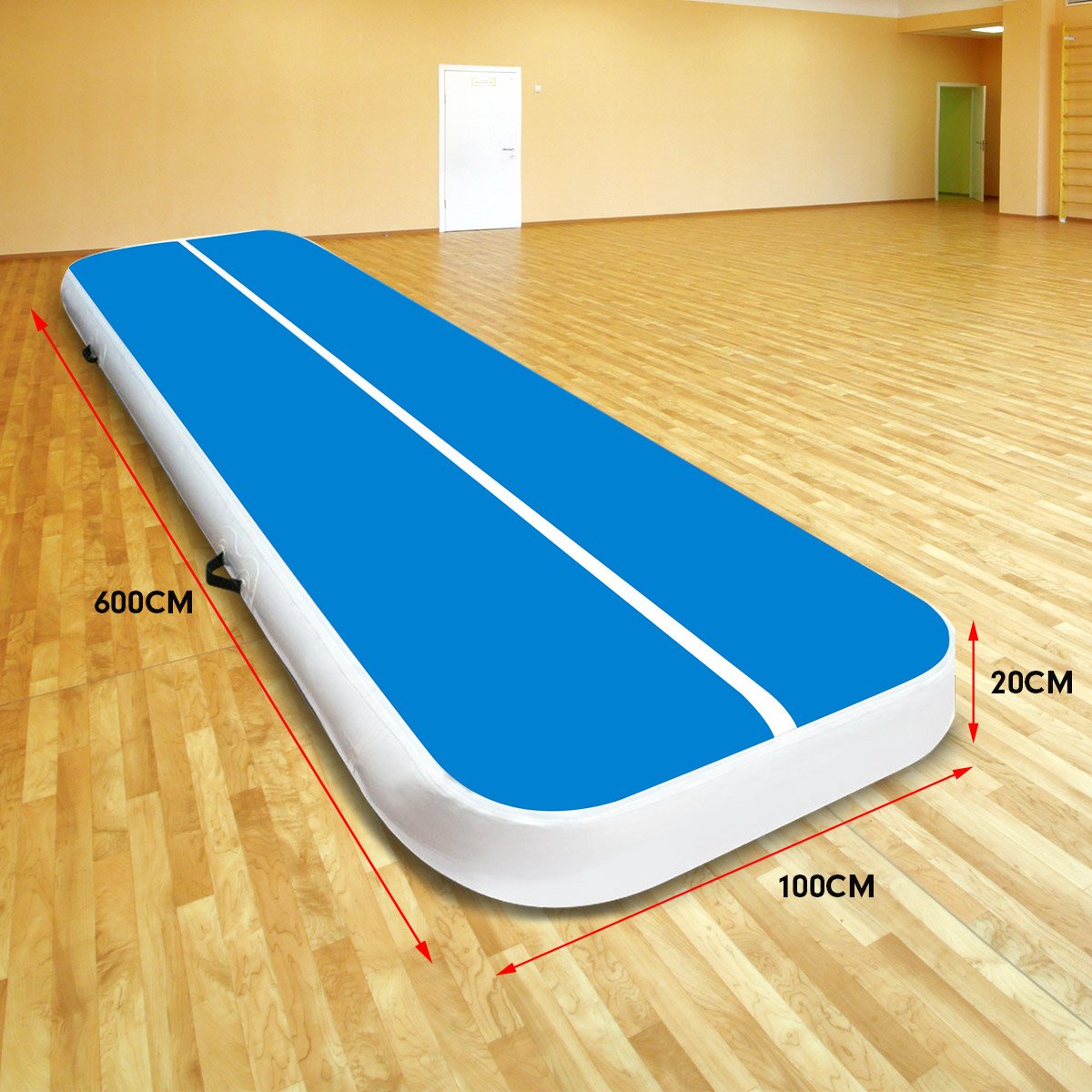 6m x 1m Air Track Inflatable Tumbling Gymnastics Mat - Blue White