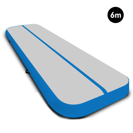 6m x 2m Air Track Gymnastics Mat Tumbling Exercise - Grey Blue