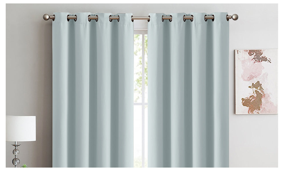 Blockout Curtains Panels 3 Layers Eyelet Mineral Green