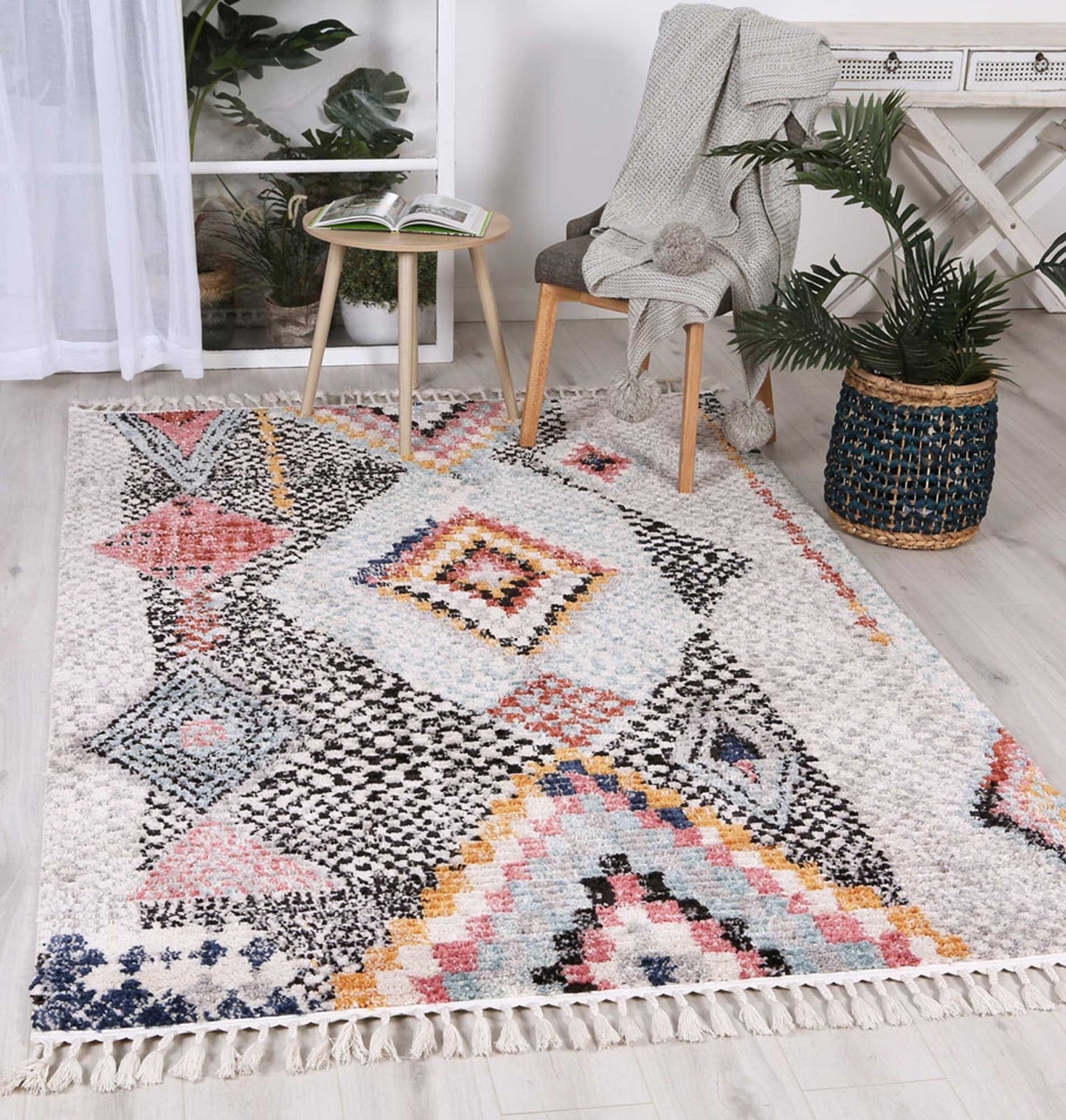 Boho Moroccan Marrakesh White Rug