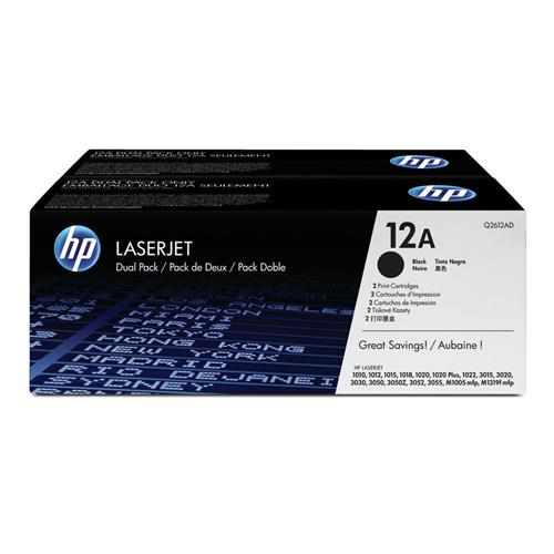 HP 12A BLACK DUAL TONER PACK 2X 2000 PAGE YIELD FOR LJ 10XX 30XX M1319F