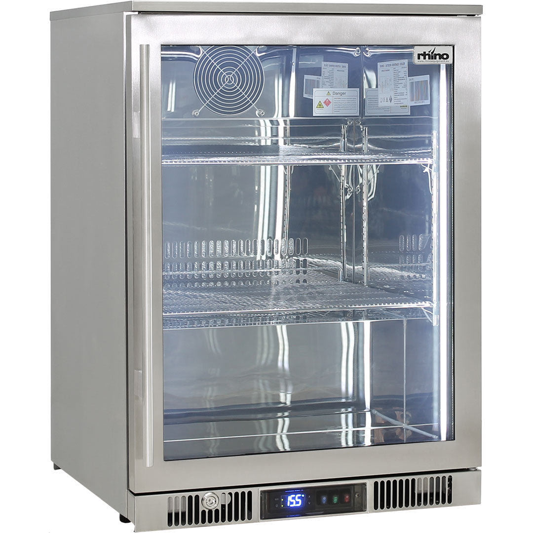 Outdoor Rhino ENVY 1 Door Bar Fridge Coldest Beer 43ºC+ Best Alfresco 316 Stainless Quiet With No Condensation