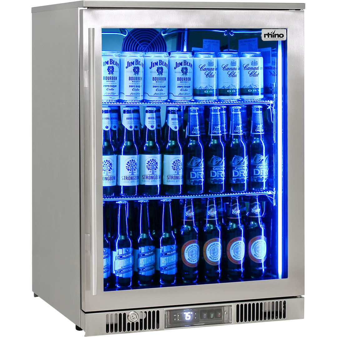 Outdoor Rhino ENVY 1 Door Bar Fridge Coldest Beer 43ºC+ Best Alfresco 316 Stainless Quiet With No Condensation