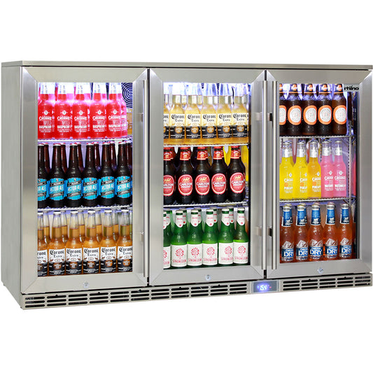 Rhino Glass 3 Door Alfresco Outdoor Bar Fridge All Stainless Energy Efficient Alfresco 330L