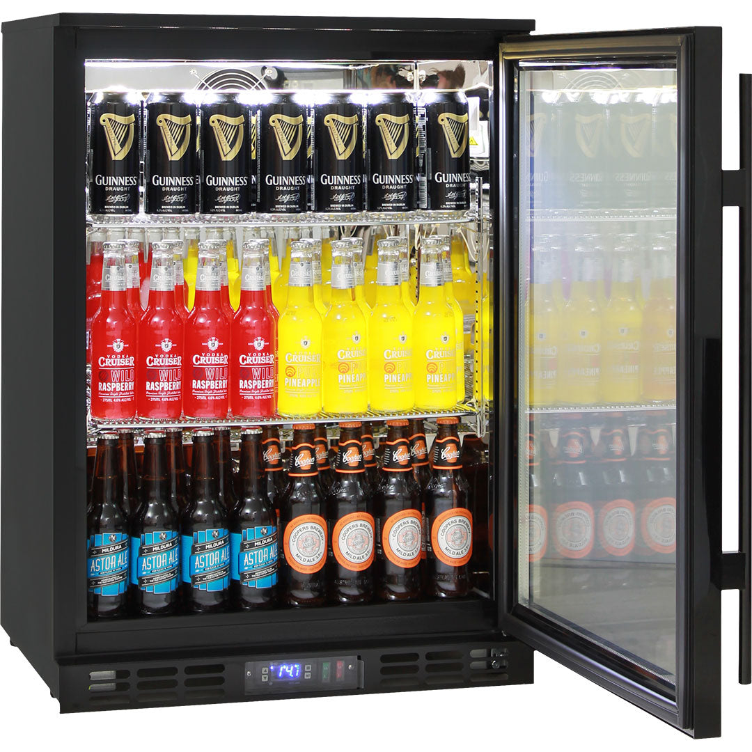 Quiet Running Glass Door Bar Fridge Energy Efficient Rhino - Great For Indoors