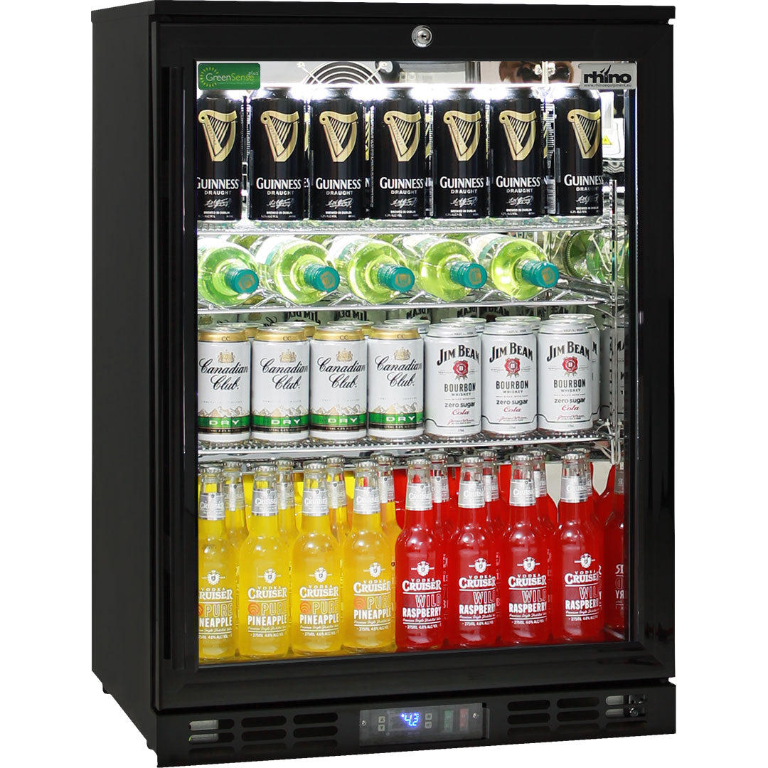 Rhino Black Commercial Glass Door Bar Fridge With Energy Efficient Parts And Operation